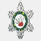 バグパイプ音楽楽器のクリスマス スノーフレークピューターオーナメント (右)