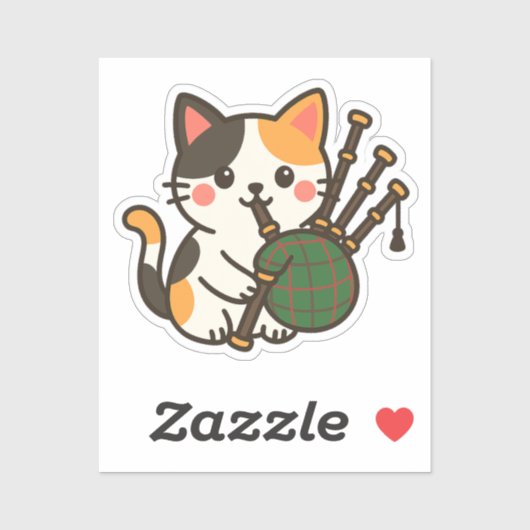 バグパイプ キャリコ 猫 おもしろ デザイン シール (シート)