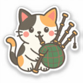 バグパイプ キャリコ 猫 おもしろ デザイン シール (正面)