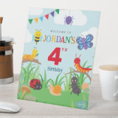 バグパーティー誕生日かわいいカラフル紙へようこそ 台座サイン (インサイチュ)