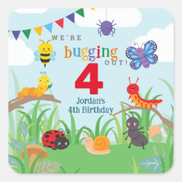 バグパーティー誕生日かわいいカラフル スクエアシール