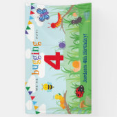 バグパーティー誕生日かわいいバカラフルナー 横断幕 (縦)