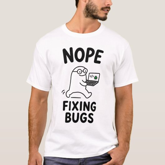 バグ修正しないモード かわいいプログラマーのキャラクター Tシャツ (正面)