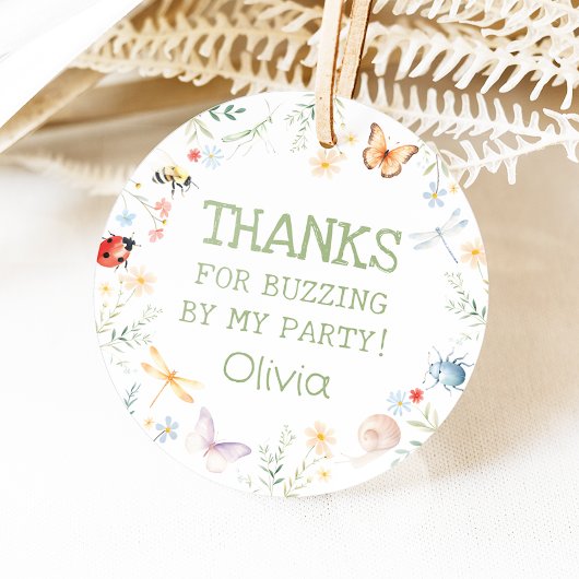 バグ女の子誕生日昆虫パーティーサークル フェイバータグ