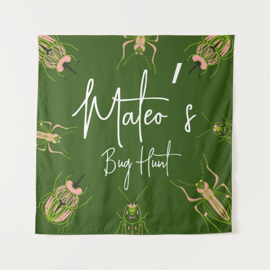 バグ狩り昆虫誕生日手描きパーティー タペストリー (正面)