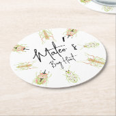 バグ狩り昆虫誕生日手描き ラウンドペーパーコースター (アングル)