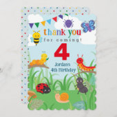 バグ誕生日かわいいサンキューカード サンキューカード (正面/裏面)