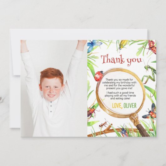 バグ誕生日写真サンキューカード サンキューカード (正面)