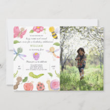 バグ誕生日招待状と写真