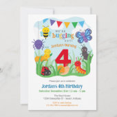 バグ誕生日招待状、可愛カラフルいバグパーティーI 招待状 (正面)