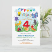 バグ誕生日招待状、可愛カラフルいバグパーティーI 招待状 (スタンド正面)