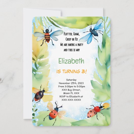 バグ誕生日 招待状 (正面)