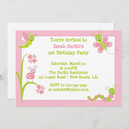 バグ誕生日 招待状 (正面/裏面)