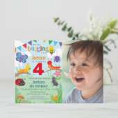 バグ バースデー フォト かわいい カラフル バグ パーティー 招待状 (スタンド正面)