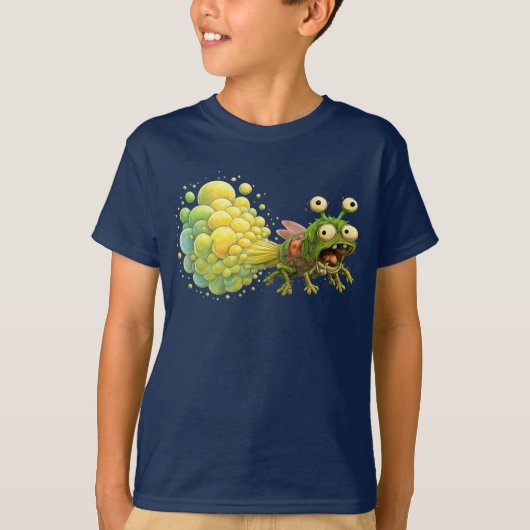 バグ・ブラスト！" おならをする虫の面白いTシャツ Tシャツ (正面)