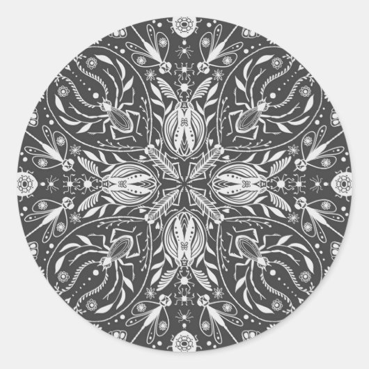 バグ、白の黒のオフ ラウンドシール (正面)