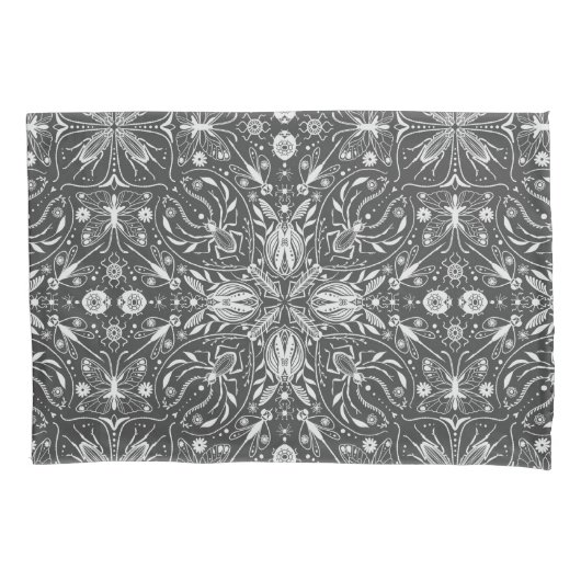 バグ、白の黒のオフ 枕カバー (正面左)