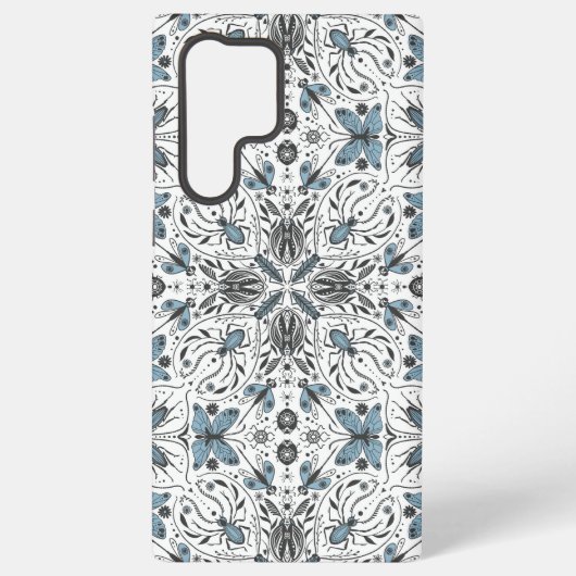 バグ、黒と青 SAMSUNG GALAXYケース (裏面)