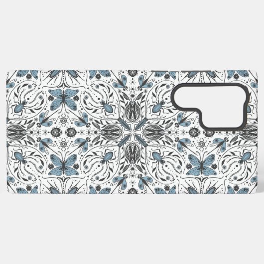 バグ、黒と青 SAMSUNG GALAXYケース (裏面横)