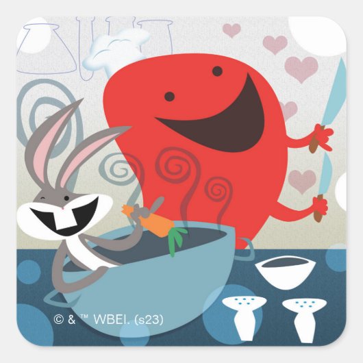 バグBUNNY™とゴッサマーお洒落の食事の準備 スクエアシール (正面)