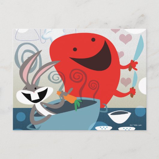 バグBUNNY™とゴッサマーお洒落の食事の準備 ポストカード (正面)