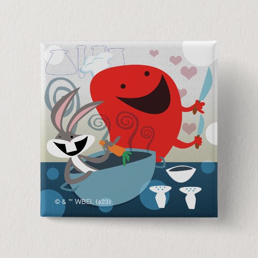 バグBUNNY™とゴッサマーお洒落の食事の準備 缶バッジ (正面)