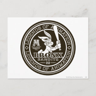バグBUNNY™ブロンクス爆撃機のラウンドロゴB/W ポストカード