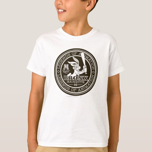 バグBUNNY™ブロンクス爆撃機のラウンドロゴB/W Tシャツ (正面)