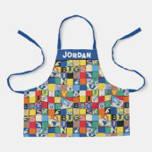 バグBUNNY™名カラフル前と顔市松模様に エプロン (正面)