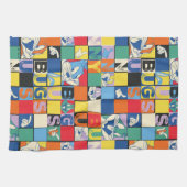 バグBUNNY™名カラフル前と顔市松模様に キッチンタオル (横)