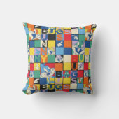 バグBUNNY™名カラフル前と顔市松模様に クッション (正面)