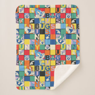 バグBUNNY™名カラフル前と顔市松模様に シェルパブランケット