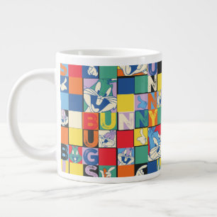 バグBUNNY™名カラフル前と顔市松模様に ジャンボコーヒーマグカップ