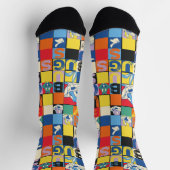 バグBUNNY™名カラフル前と顔市松模様に ソックス (上部)