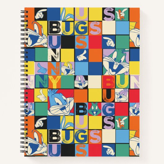 バグBUNNY™名カラフル前と顔市松模様に ノートブック (正面)