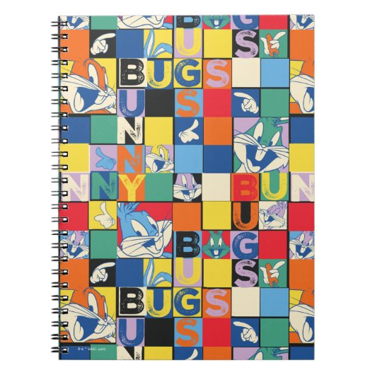 バグBUNNY™名カラフル前と顔市松模様に ノートブック (正面)