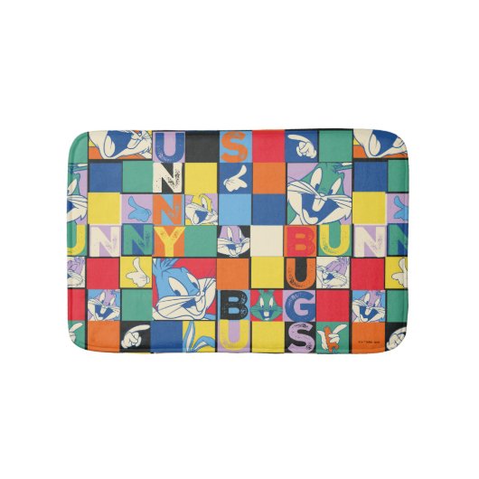 バグBUNNY™名カラフル前と顔市松模様に バスマット (正面)