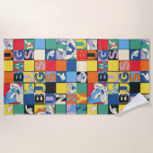 バグBUNNY™名カラフル前と顔市松模様に ビーチタオル (正面)