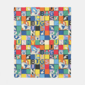 バグBUNNY™名カラフル前と顔市松模様に フリースブランケット (正面)