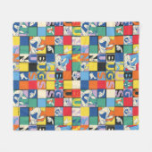 バグBUNNY™名カラフル前と顔市松模様に フリースブランケット (正面(横))