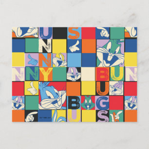 バグBUNNY™名カラフル前と顔市松模様に ポストカード