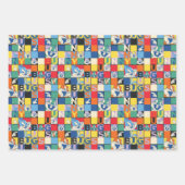 バグBUNNY™名カラフル前と顔市松模様に ラッピングペーパーシート (正面2)