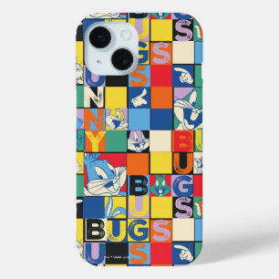 バグBUNNY™名カラフル前と顔市松模様に iPhone 15ケース