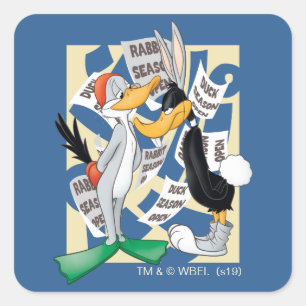 バグBUNNY™ & DAFFY DUCK™狩りシーズン準備完了 スクエアシール