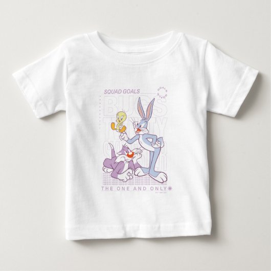 バグBUNNY™、TWETY™、SYLVESTER™分隊ゴール ベビーTシャツ (正面)