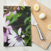 バケエ蝶の紫色の花 キッチンタオル (四つ折り)