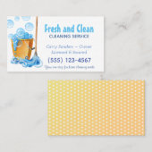 バケットおよびモップ水玉模様清掃サービス 名刺 (正面/裏面)