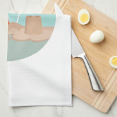 バケットとスペードサークルビーチシーンイラストレーション キッチンタオル (四つ折り)