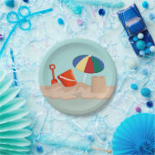 バケットとスペードサークルビーチシーンイラストレーション ペーパープレート (パーティー)