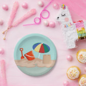 バケットとスペードサークルビーチシーンイラストレーション ペーパープレート (パーティー)